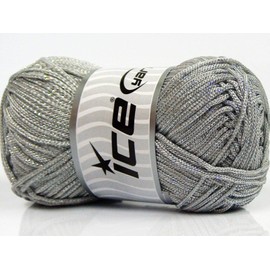 Silver Grey Polyester Metallic Macrame Cord - 100 Grams (3.53 Ounces) 160 Meters (174 Yards)