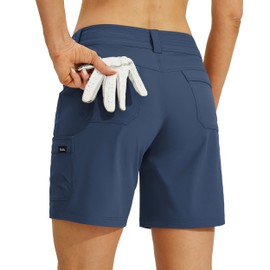 Willit Women's Golf Hiking Shorts Cargo Quick Dry Athletic Shorts Casual Summer Shorts with Pockets 7" Navy Blue 4