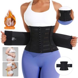 MISTHIN Waist Trainer Shaper for Women Full Body Belly Girdle Shaping Waist Cincher Wrap Belt Tummy Control Shapewear Black (#1 Black, Large)