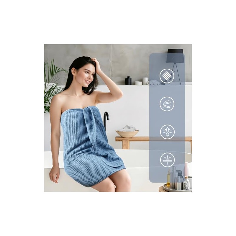 Polyte Sábana de Baño XL Microfibra Waffle 430 gsm, Set,