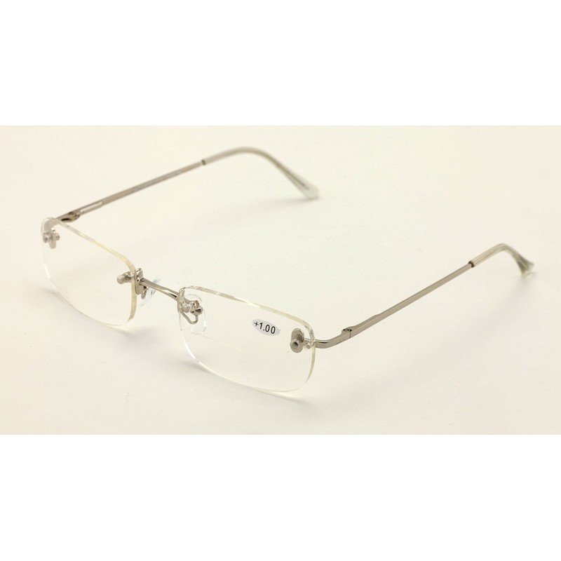 V.W.E. Clear Bifocal Rimless Rectangle Reader Reading glasses - Comfortable