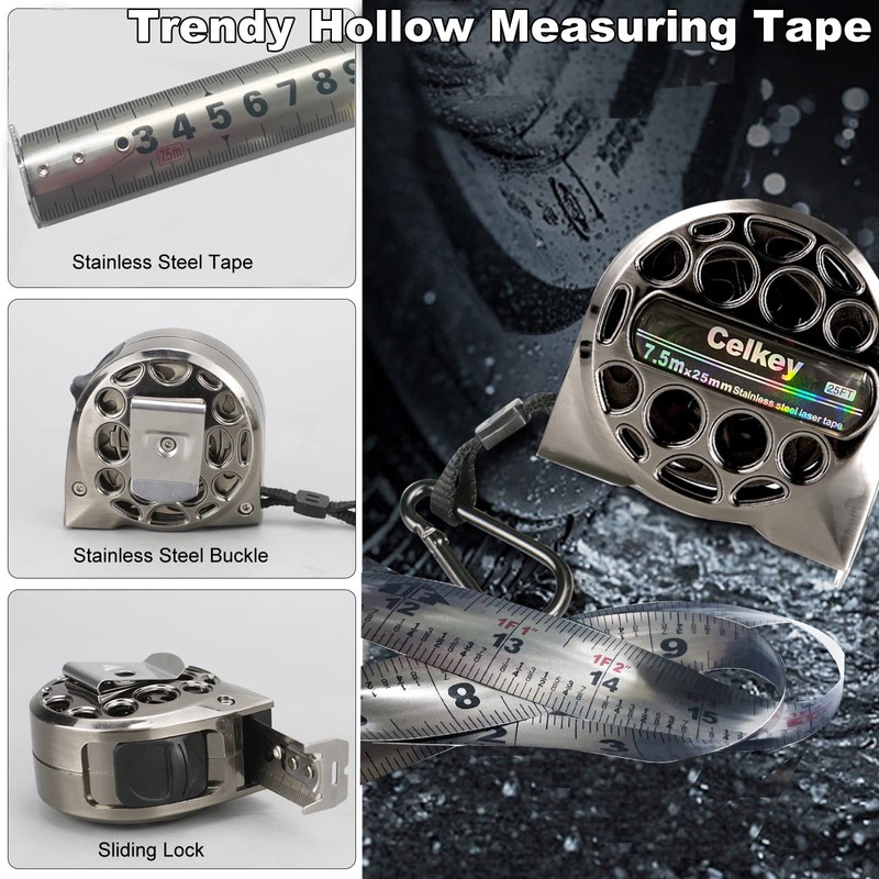 Celkey Tape Measure 25 ft Measuring Tape with Durable Hollow