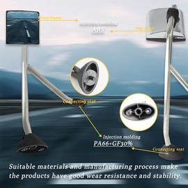 Chrome Hood Mirror Replacement for International Prostar 2008-2017 Semi Trucks with Mounting Arm Convex Mirrors Passenger Right Side