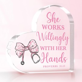 Nurse Gifts for Women, Christian Nurses Appreciation Gift, Nursing Graduation Gifts, Nurse Retirement for Women Nurses Week Nurses Day Gift Decor, Acrylic Heart Decoration Sign-Proverbs 31:13