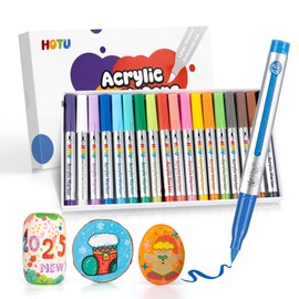 HOTU Acrylic Paint Markers Brush Tip 18 Colors, High-Capacity Creative Paint-like Acrylic Marker Flow Ink Paiting Pens with Automatic Ink Control System Perfect for Art and Craft Supplies