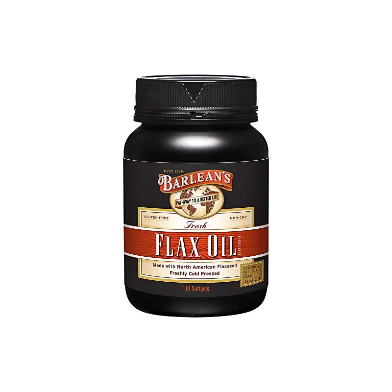 Barlean's Organic Oils Fresh Flax Oil Softgels, 100 Count Bottle