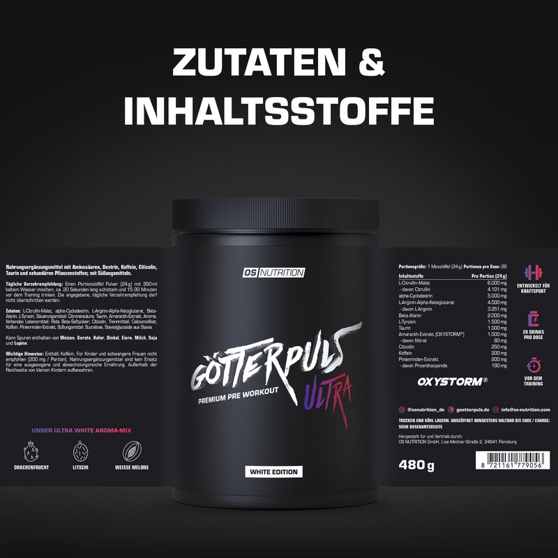 OS NUTRITION OS NUTRITION G?tterpuls ULTRA Premium Pre Workout Booster,