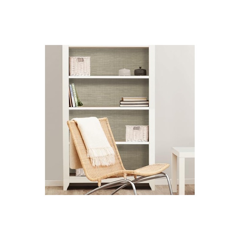 nuwallpaper nu2215 Trigo grasscloth Peel & Stick Papel pintado, Neutral
