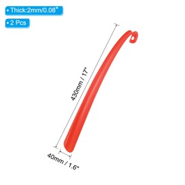 PATIKIL 17inch Shoe Horn, 2Pcs Plastic Curved Handle Shoe Helper, Shoe Horns for Women Men Adults Seniors Boots, Red