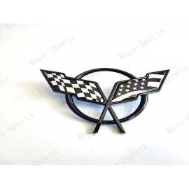 AUTO 1PC Black Front Bumper Only Cross US Flags Emblem 1997-2004 C5 Corvette