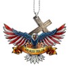 American Flag Eagle Cross Car Pendant Rear View Mirror Hanging