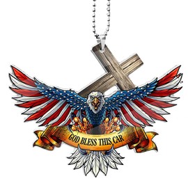 American Flag Eagle Cross Car Pendant Rear View Mirror Hanging Ornament Home Wall Decor Charm