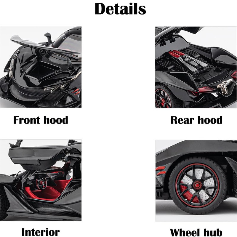 Toy Car Model IE 1/24 Black Alloy Collectible Diecast Vehicles
