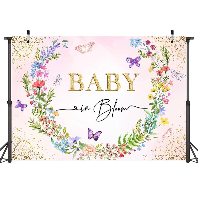 Sensfun Baby in Bloom Backdrop Banner Girls Wildflower Baby Shower