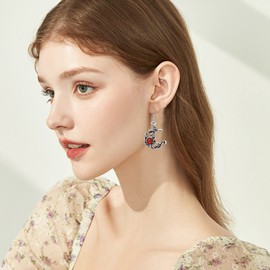 Vintage Boho Opal Sun and Moon Drop Dangle Earrings Moonstone Natural Stone Hook Bohemian for Women Asymmetrical Antiqued Silver Celestial Jewelry, Stainless Steel Crystal, crystal