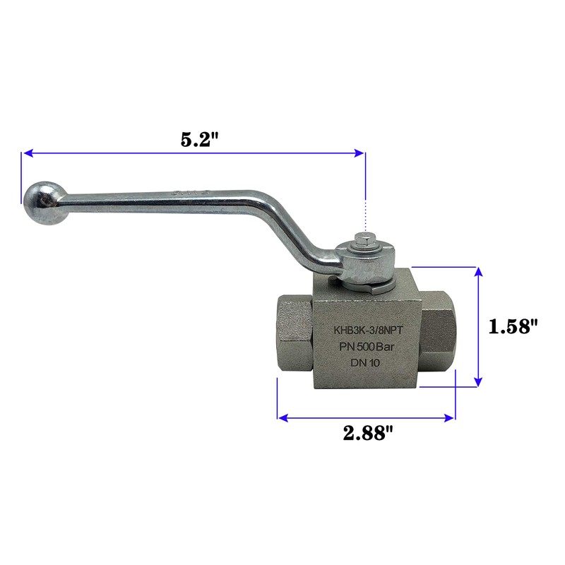 NKAIKE Hydraulic High Pressure Shut-Off Ball Valve 3 Way 3/8