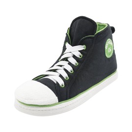 Gohom Sneaker Slippers for Women Fun Plush Non-skid Slip-On Indoor House Floor Slippers Sneaker Boots,Dark Grey Szie 11 Black and Green