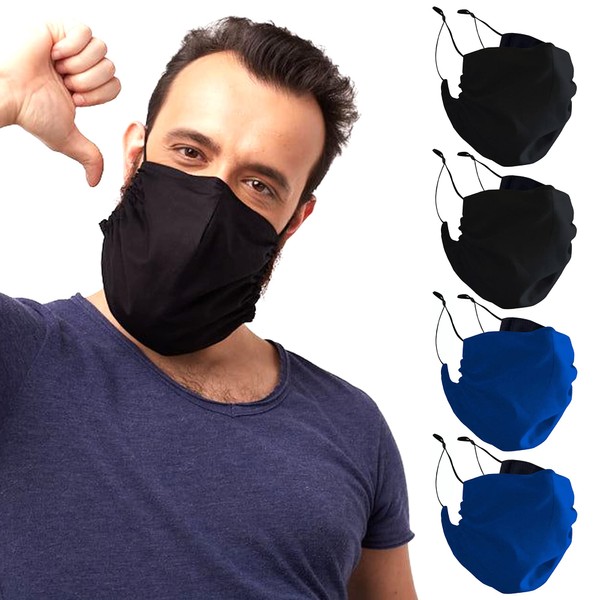 MASHELE Moda cara y barba extragrande reutilizable reversible cubierta para hombres barbudos, A Black 2/ Blue 2, X-Large