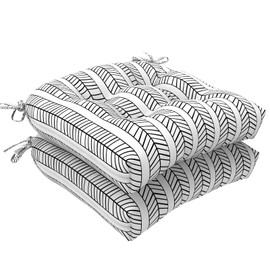 LVTXIII Outdoor Seat Cushions Seasonal Tufted Chair Cushions, Patio Chair Pads for Dining Chairs, Armchairs and Garden Furniture Decoration, 19”x19”x4”, Herringbone Black White, 2 Pack