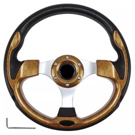 LOSCHEN 12.5'' Brown Golf Cart Steering Wheel for Yamaha EZGO RXV&TXT Club Car