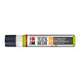 Marabu 18080009365 Textile Neon Liner, Fluorescent Intensive Daylight Colour, Water-Based, Odourless, Saliva-Resistant, Soft Handle, Glow in Black Light, for Light Textiles, 25 ml, Green