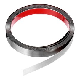 HARFINGTON 19.7ft x 0.79" Wall Trim Peel and Stick Molding Trim Frame, Self Adhesive Stainless Steel Brushed Finish Metal Strip for Wall Ceiling Floor Cabinet Tile Edge, Silver