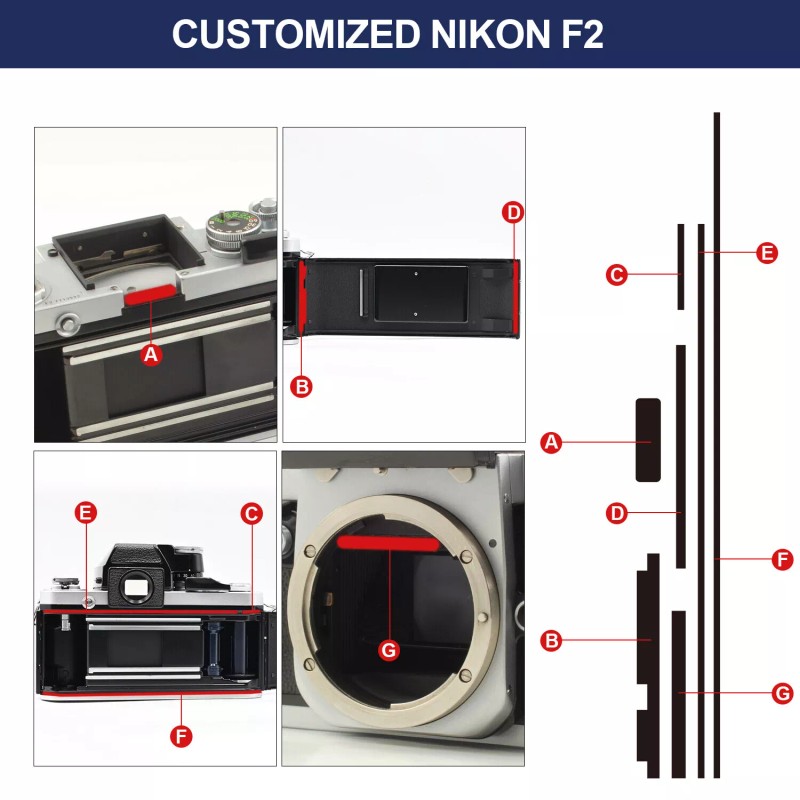 For Nikon, FM/FM2/FE/FE2 Pre-Cut Custom Light Seal Foam Sponge Adhesive