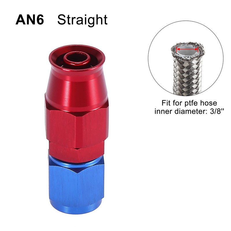 X AUTOHAUX 2pcs AN6 0 Degree Swivel Car Hose End