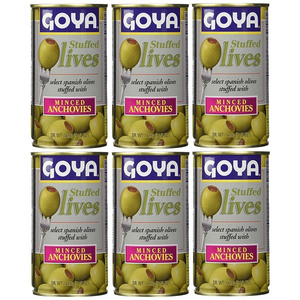 Goya Stuffed Olives Minced Anchovies 5.25 Ounces (Pack of 06)