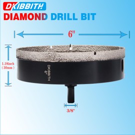 6" Diamond Hole-Saw Bits with Pilot Drill Bit 6 in Diamond Tipped Tile Hole Saws with Guiding Bit for Accurate Drilling, for Porcelain Tile Ceramic Pottery Granite Stone Glass Bottles 152mm