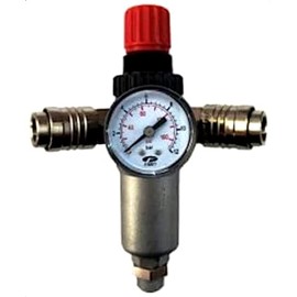 FIAC Compressed Air Regulator with Pressure Gauge, Filter, 2 x Universal Connection, 3/8 Inch M Connection, Press. Max 12 Bar, Flow Rate 180 l/min. Ideal for Mounting on Compressor Tank