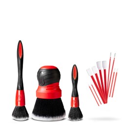 Adam's Interior Detailing Brush Kit (4-Item)- Premium Autotmotive Cleaning Brushes for Removing Dust, Dirt, & Hair from Your Car's Interior Surfaces Including Seats, Air Vents, Steering Wheel, Etc.