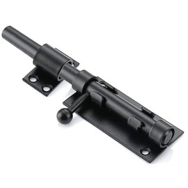 Litensh Heavy Duty Sliding Gate Latch Bolt Door Lock with Padlock Hole, 304 Stainless Steel Safety Barrel Gate Bolt Latch, 12mm Dia. Black (196MM Black)