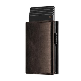 Carteras para Hombre，Tarjetero de cuero, Billetera para Hombre，RFID Bloqueo Antirrobo Tarjetero para Caballero Plegable, Con Bolsillo de Moneda Billetera para,Regalos para hombre- marrón