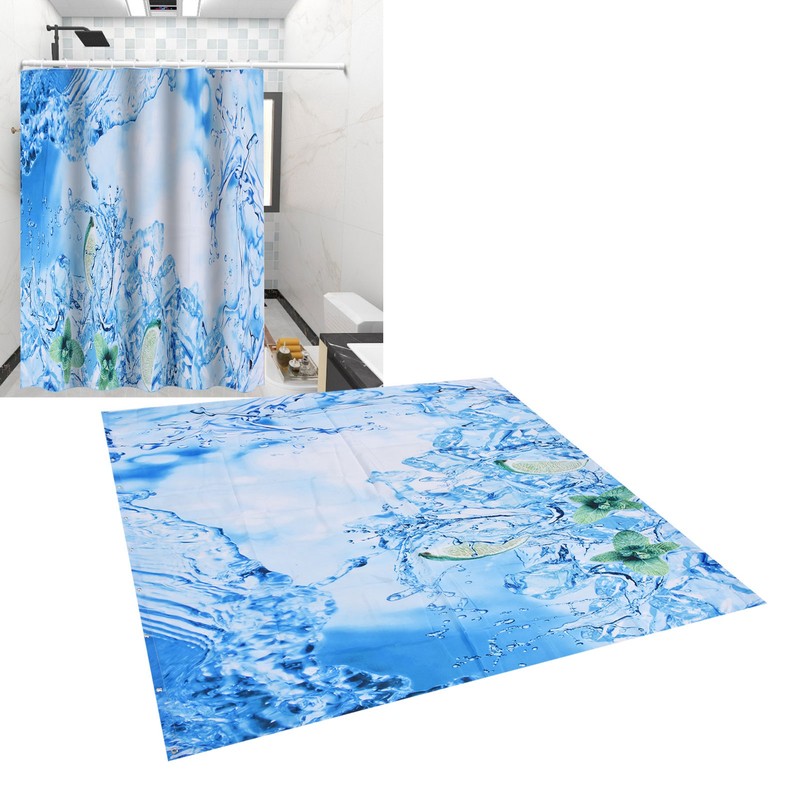 Bathroom Curtain with Hook Waterproof Elastic Hanging Shower Curtain for