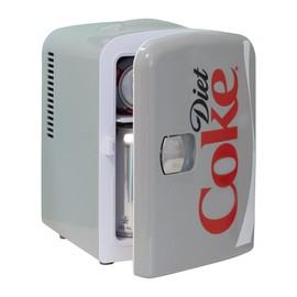 Diet Coke Mini Fridge - Refrigerator for Bedroom Office, Portable Table Top Beverage Cooler, 12V 110V Refrigerador For Drinks, Soda, Wine, Use In Car, Dorm, Outdoor, Patio, 6 Can