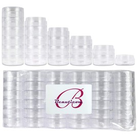 10 Columns (60pcs) - Beauticom 10G/10ML Transparent Stackable Jars - Round Plastic Container with Clear Lid Embellishment Bead Glitter Charm Craft Jars