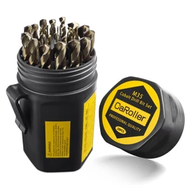 CaRoller Cobalt Drill Bit Set 29-Piece M35 Cobalt Steel Metal Drill Bits Durable Round Shank Drill Sets for Steel, Wood Plastic Sheet Metal – Includes Practical Cup-Type Holder (29pcs Cobalt)