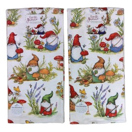 Kay Dee Designs Set of 2 GARDEN GNOME Terry Kitchen Towels by Kay Dee Designs