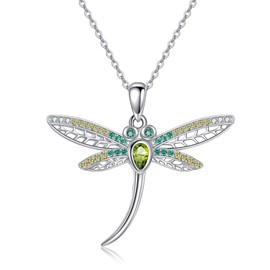 POPLYKE Dragonfly Necklace Sterling Silver Dragonfly Pendant Jewelry Gifts For Women