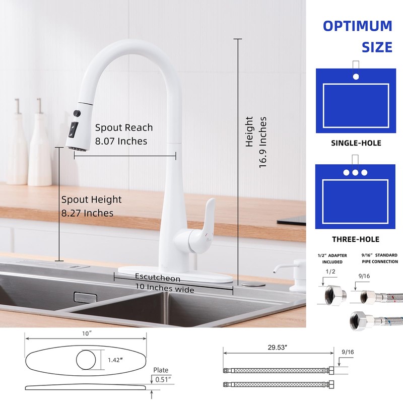 HGHGK Kitchen Faucet with Soap Dispenser and Pull Down Sprayer