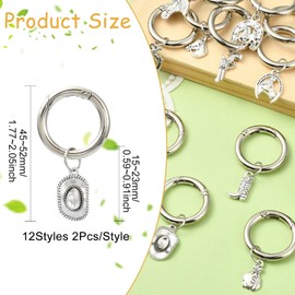 LiQunSweet 24 pcs 12 Styles Western Cowboy Theme Antique Silver Alloy Shoe Charms Horse Boot Cactus Hat Charms for DIY Jewelry Craft Keychain Boot Bag Decoration