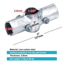 OTTFF 8 Pack 1-3/8" x 1-3/8" Line Rail Clamp for Chain Link Fence, Boulevard Clamps, Cross Grid Pipe Connector, 7/64" Thick