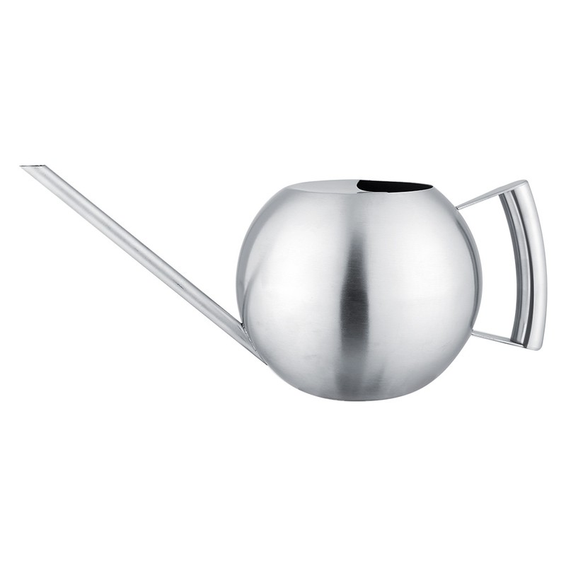 Stainless Steel Watering Can 1000mL Long Mouth Round Sprinkling Pot