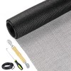 Screen Repair Kit Easy DIY Project 48" x 110" Fiberglass Screen Mesh with Rolling Tool and Screen Retainer Spline Screen Replacement kit for Windows Sliding Doors and Patio Screens (48" x 110", Black)