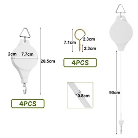 Fippy 4 x Traffic Light Elevator Hanging Basket Plant Lift Plant Pulley Hangers for Hanging Plant Baskets, Bird Feeder, Plant Grow Light