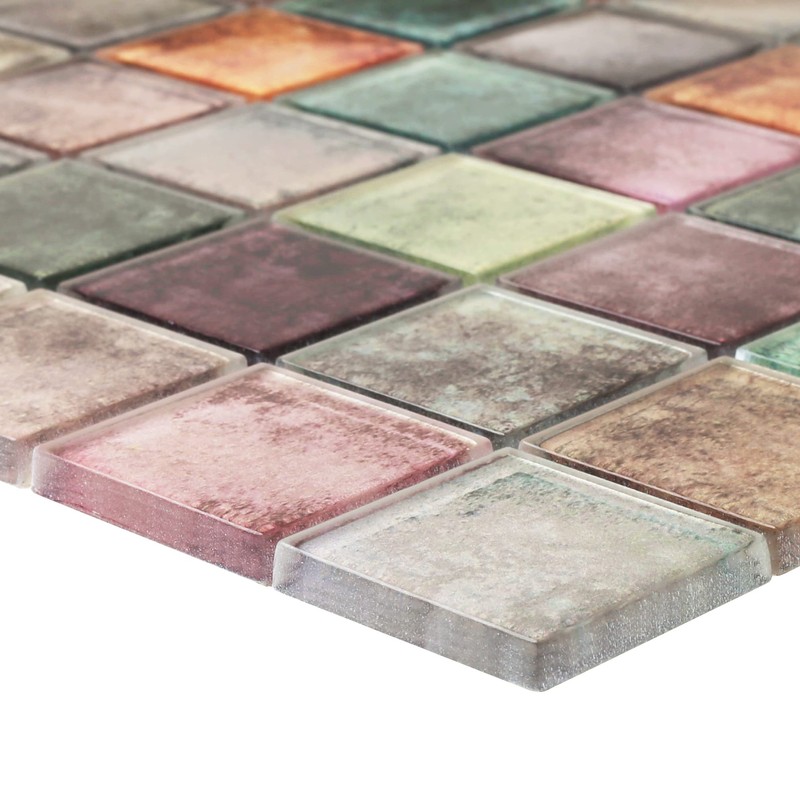 Parrotile Antique 2'' x 2'' Glass Squared Tile Glazed Red