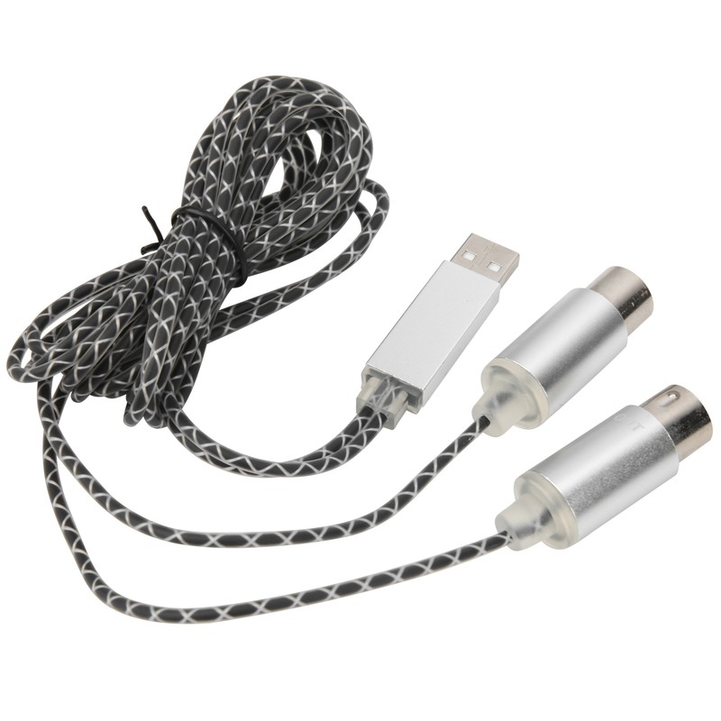 70.9in MIDI Cable to USB IN-OUT Converter Cable with Indicator