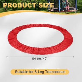 YELARXI Trampolines Spring Cover, Round Small Trampolines Replacement Cover, 6 Holes Safety Pad Replacement - Fitting for (Men/Women/Indoor/Home/Fitness) 40 Inch & Oxford Cloth & Red