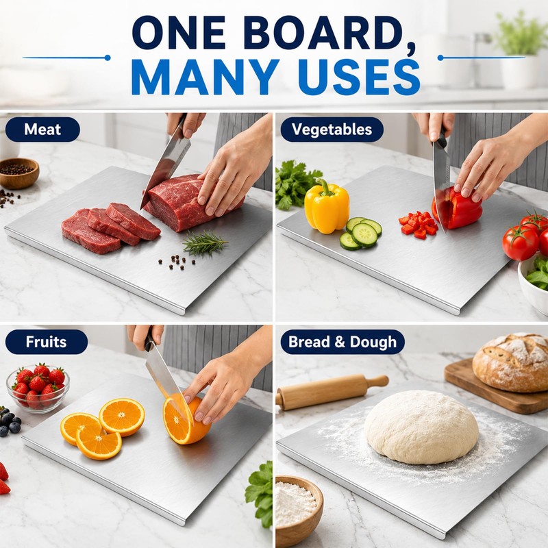 KANT Stainless Steel Workstation Cutting Board, Food Grade Large Metal